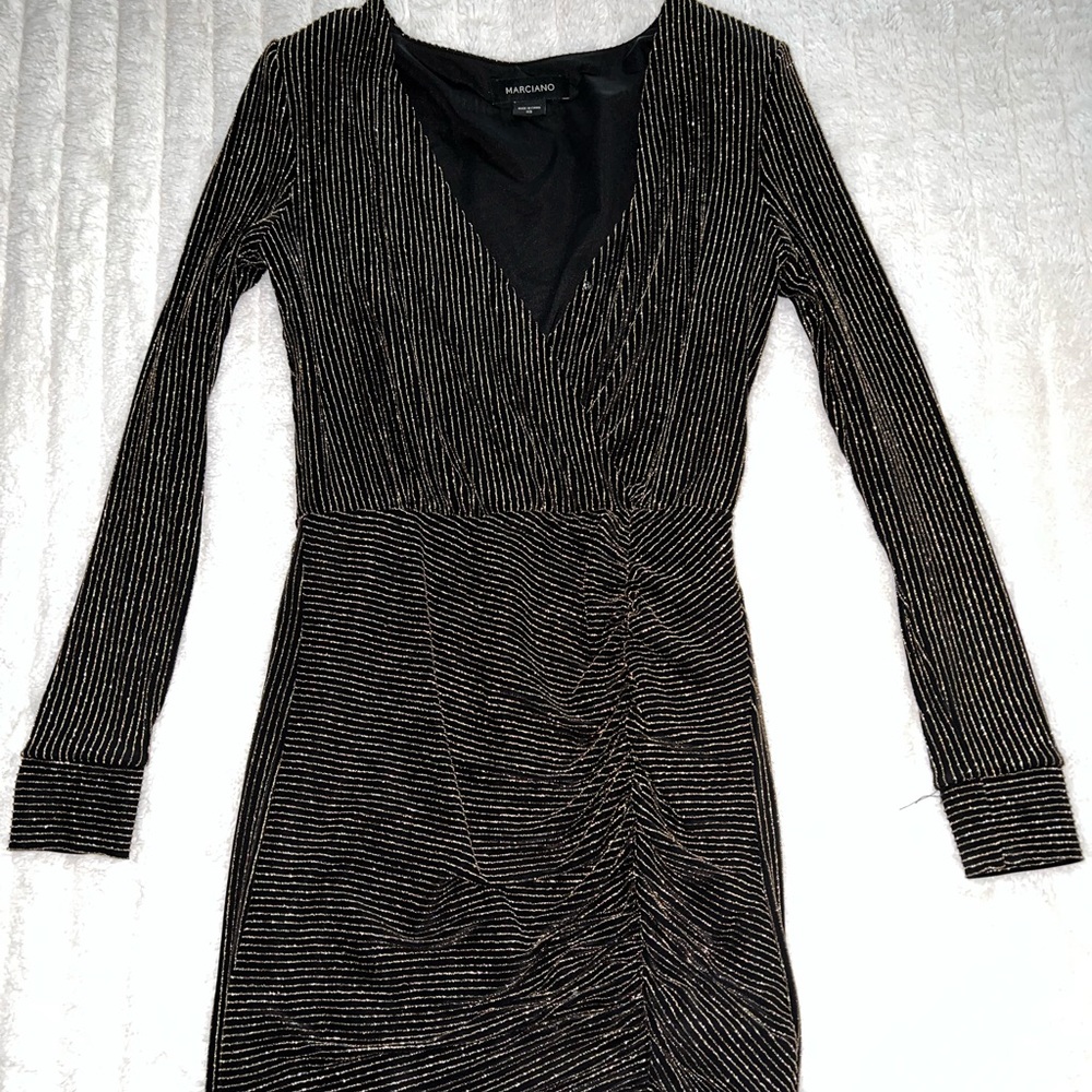 Marciano Black and Gold Mini long sleeve Dress
